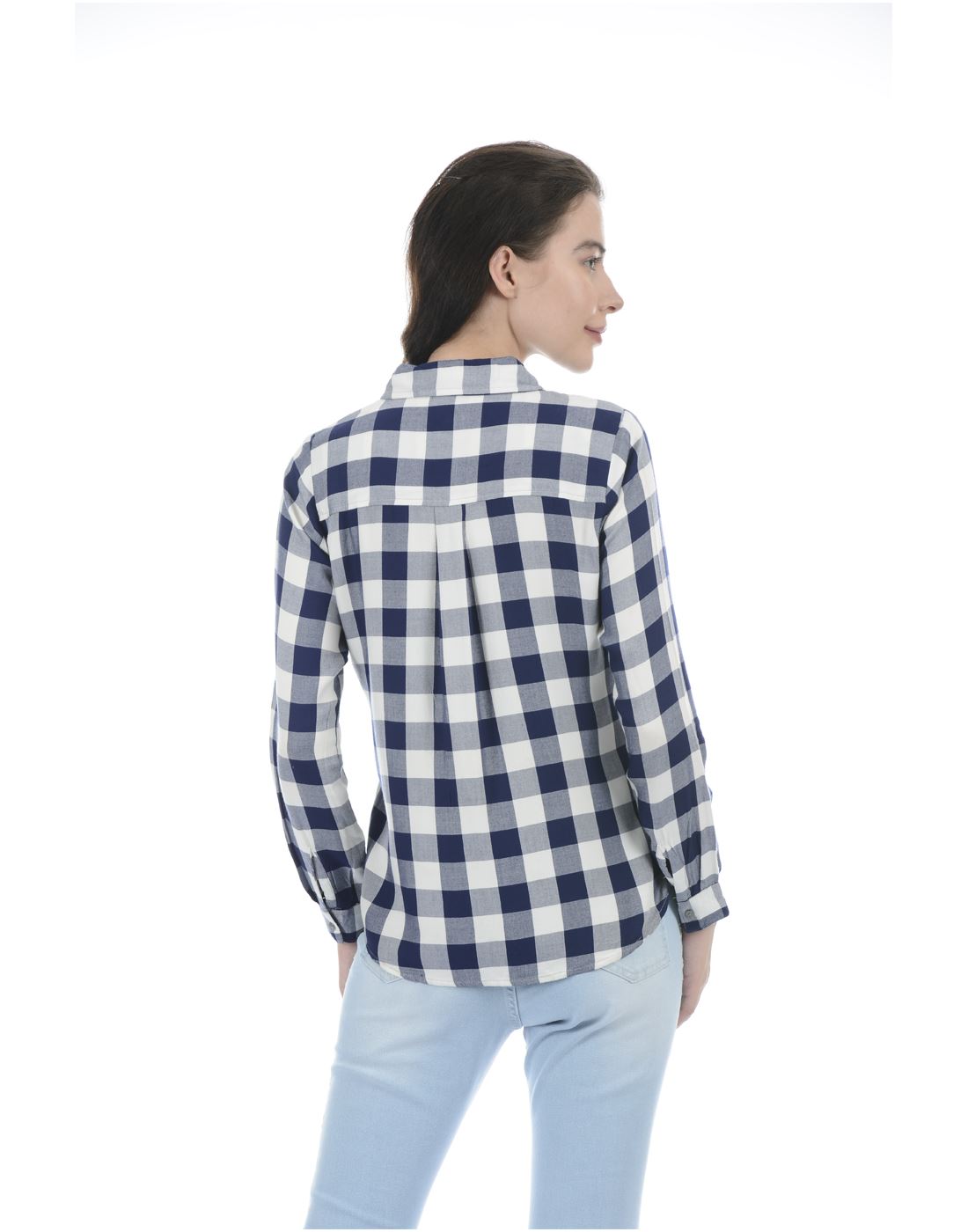 Pepe Jeans Women Casual Wear Blue Checkered Shirt